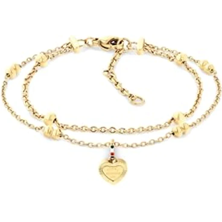 Tommy Hilfiger Jewelry Damen Gliederarmband Edelstahl mit Gelbgold-Beschichtung, verstellbare Länge 16-19 cm, Herz-Anhänger 2781012 – Bild 1