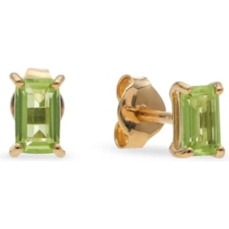 CHRIST Damen-Ohrstecker 585er Gelbgold mit grünem Peridot im Smaragdschliff, One Size – Bild 1