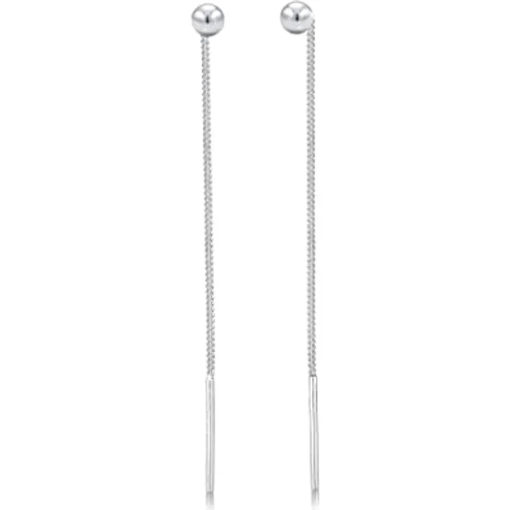 Elli Ohrringe Damen Ohrhänger Kugel Minimal Durchziehen, 925 Sterling Silber, handgefertigt, anlaufgeschützt