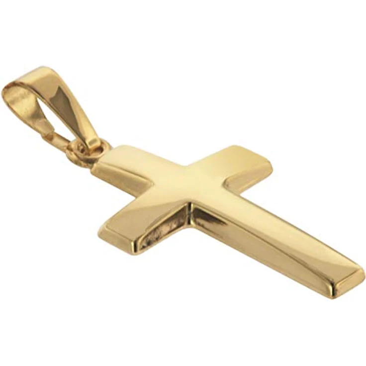 trendor Kreuzanhänger 585 Gold, 18 mm Damen Kettenanhänger aus Echtgold, massiver Schmuck mit hochglanzpolierter Oberfläche, elegantes Design, hochwertiges Geschenk – Bild 2