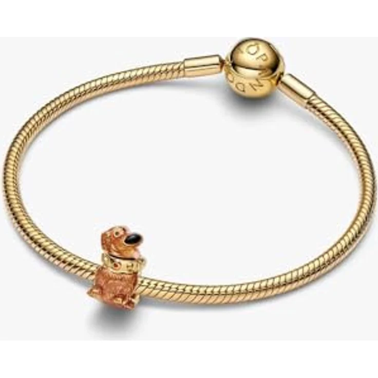 PANDORA Charm Disney Pixar Up Dug Anhänger, 14 Karat vergoldet mit Emaille und Kristall, Hunde Charm mit Gravur "I LOVE YOU" und "SQUIRREL", kompatibel mit Moments, 764472C01 – Bild 3
