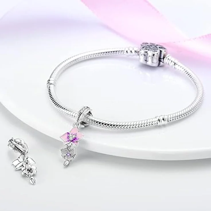 TINSLO Charm Anhänger 925 Sterling Silber, kompatibel mit Pandora Armbändern und Halsketten, Zirkonia-Steine, Geschenk für Frauen und Mädchen – Bild 3