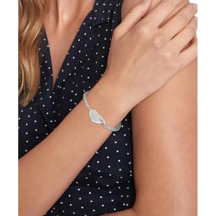 Tommy Hilfiger Jewelry Gliederarmband für Damen aus Edelstahl mit herzförmigem Anhänger, Gold oder Silber, verstellbar von 160 mm bis 190 mm, mit Kristallen und Karabinerverschluss – Bild 3