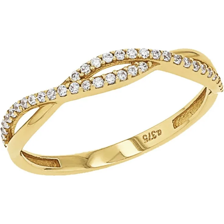 Amor Fingerring, mit Zirkonia (synth), 375 Gold, Wickeloptik, eleganter Damenschmuck