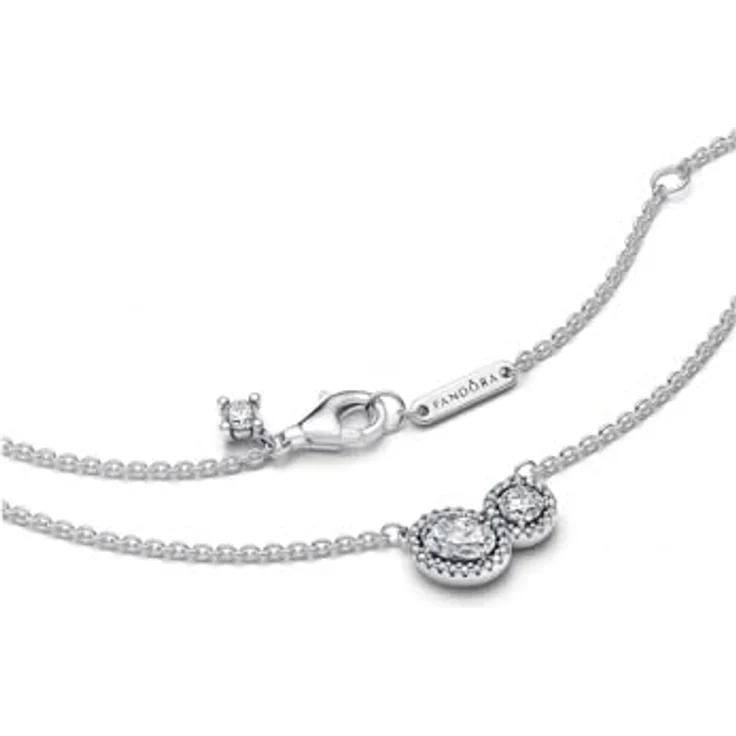 PANDORA Timeless umschließender Strahlenkranz Halskette aus Sterling Silber mit Zirkonia, 45cm, verstellbare Ankerkette – Bild 3