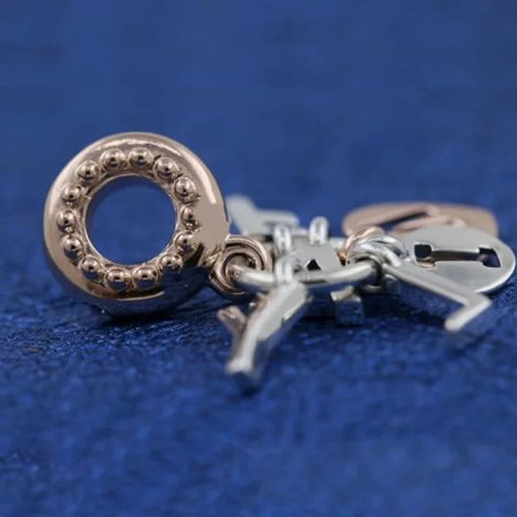 Anduonie Charms Herz Gold Stopper Charms Anhänger aus Silber 925, Rot, kompatibel mit europäischen Armbändern und Halsketten für Frauen (FAMILIE) – Bild 3