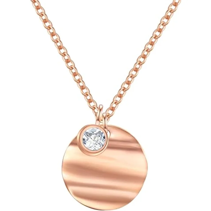 Eastside Damen Kette Edelstahl roségold, verstellbare Halskette mit Zirkonia-Anhänger in Weiß, stilvolles Schmuckstück für Fashionistas