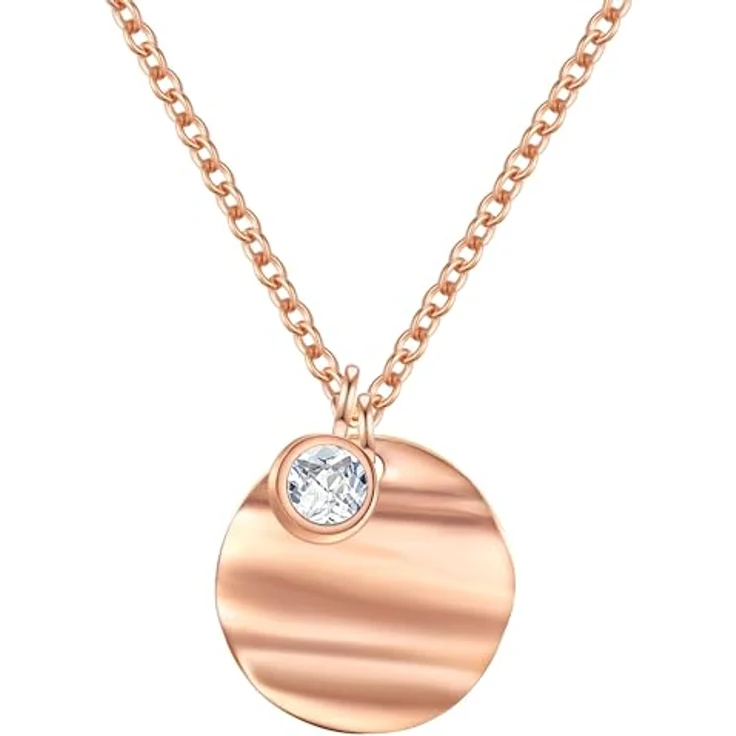 Eastside Damen Kette Edelstahl roségold, verstellbare Halskette mit Zirkonia-Anhänger in Weiß, stilvolles Schmuckstück für Fashionistas – Bild 1
