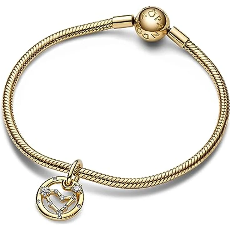 PANDORA Moments Sternzeichen Steinbock Charm-Anhänger aus Sterling Silber, 14 Karat vergoldet, mit Zirkonia, kompatibel mit Moments Armbändern, 762720C01 – Bild 2