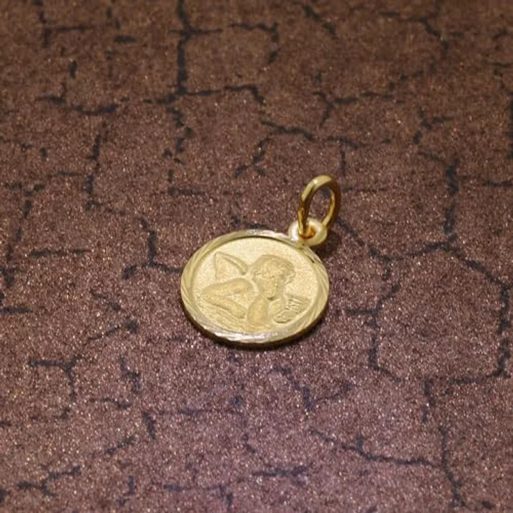 trendor Schutzengel Anhänger Gold 585, 10 mm Engel-Anhänger für Kinder, exquisite Verarbeitung, Geschenkidee für Taufe, Kommunion, Geburtstag – Bild 3