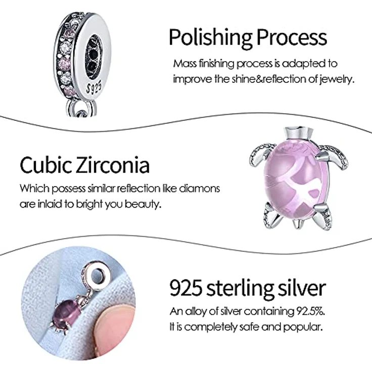 Pandach Damen Charm Anhänger, 925 Sterling Silber mit Zirkonia, Kompatibel mit europäischen Armbändern und Halsketten für Frauen und Mädchen – Bild 4