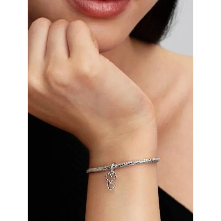PANDORA Charm-Anhänger Verbundene Herzen aus Silber mit Kristall, Motiv Liebe, 794435C01 – Bild 4