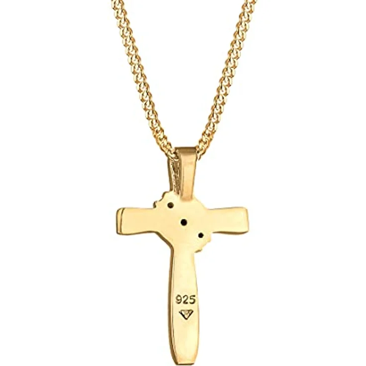Elli Kreuz Anhänger Halskette, vergoldet aus 925 Sterling Silber mit Kristallen, handgefertigt – Bild 4
