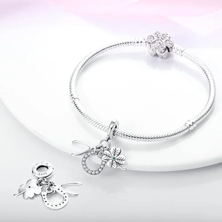 TINSLO Charm Anhänger Damen 925 Sterling Silber, kompatibel mit Pandora Armbändern und Halsketten - elegantes Design mit Zirkonia-Steinen, ideales Geschenk für Frauen und Mädchen – Bild 3