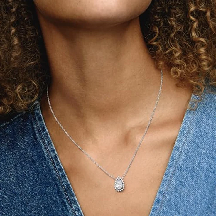 PANDORA Timeless Funkelnde Birnen-Kranz Collier-Halskette aus Sterling Silber mit Zirkonia Steinen, Verstellbar auf 45 cm, 392832C01-45 – Bild 5