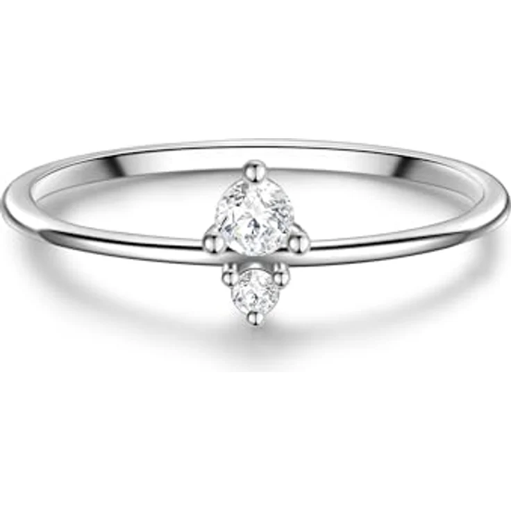 GLANZSTÜCKE MÜNCHEN Damen Solitärring 925/- Sterling Silber mit facettiertem Zirkonia weiß, filigraner Silberring in attraktiver Geschenkverpackung – Bild 1