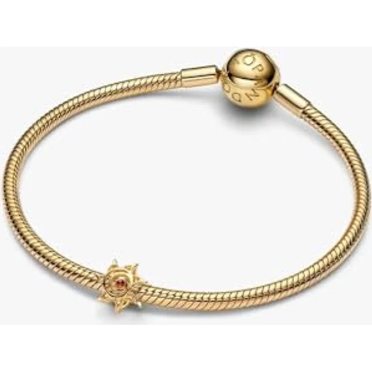 Pandora Moments Durchbrochene Sonne Charm 764625C01, vergoldeter Charm-Anhänger mit orangefarbenem Kristall – Bild 3