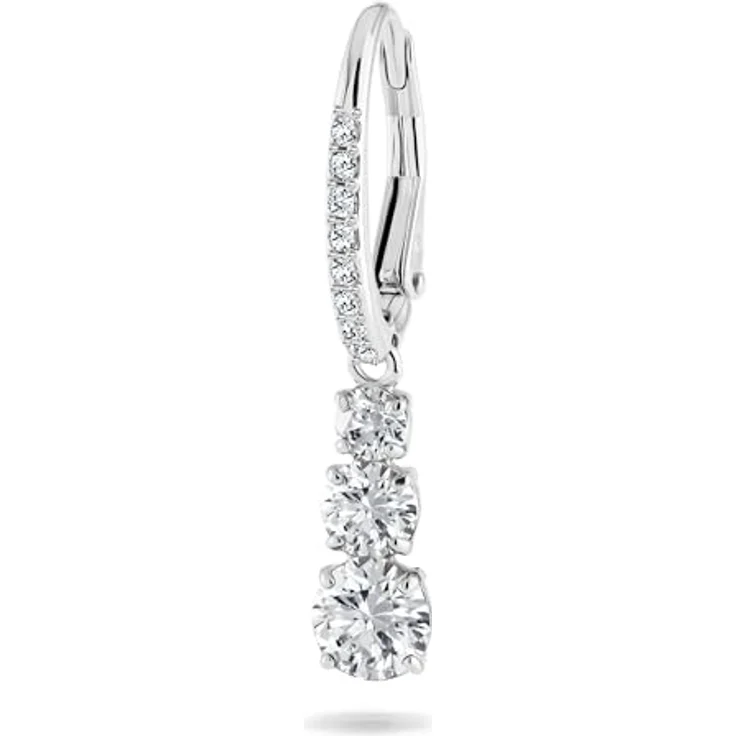 Swarovski Stilla Attract Trilogy Ohrringe, Weiss, rhodiniertes Finish mit Kristallpavé – Bild 3