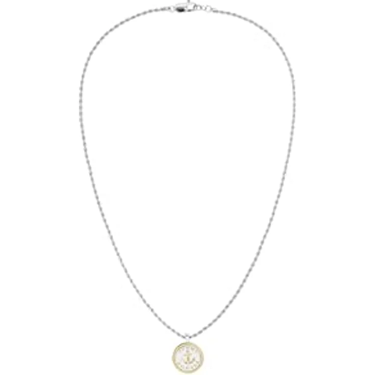 Tommy Hilfiger Jewelry Halskette Herren, Edelstahl zweifarbig mit Ankeranhänger, 56 cm Seilkette – Bild 1
