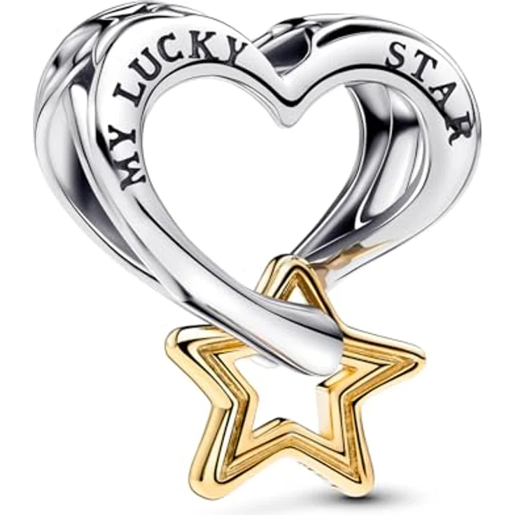 PANDORA Damenarmband Geschenkset Glücksstern und Herz, 925 Silber Schlangenkette mit Charm „My Lucky Star“, 21 cm, elegant und alltagstauglich – Bild 2