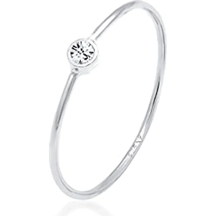 Elli Damen Ring Solitär mit Glaskristall in 925 Sterling Silber, handgefertigt, anlaufgeschützt – Bild 1