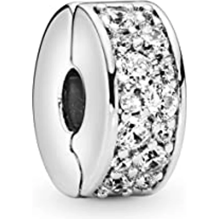 PANDORA Charm Pavé-Glanz Clip 791817CZ, 925 Sterling Silber mit 28 klaren Cubic Zirkoniasteinen, Silber – Bild 1