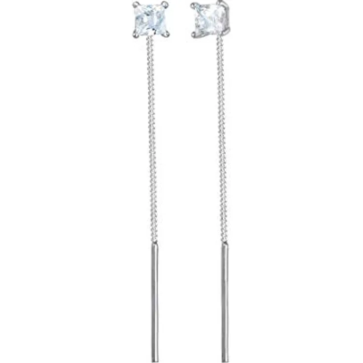 Elli Ohrhänger Stab Geo Minimal Pull-Through mit Zirkonia Kristall, 925 Sterling Silber