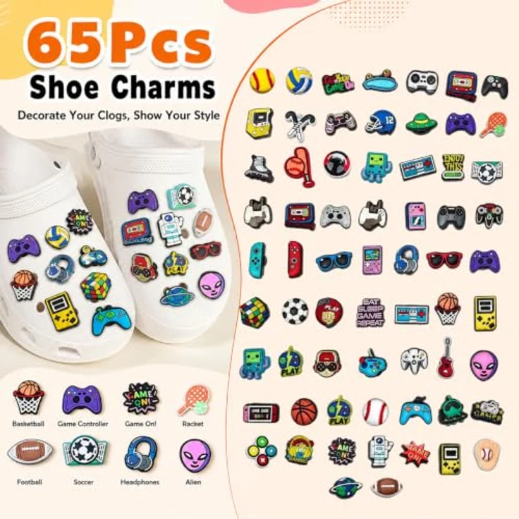 Cloxtralon 65 Clog-Charms, Set mit verschiedenen Motiven aus robustem und waschbarem PVC, für Clogs und Sandalen – Bild 4
