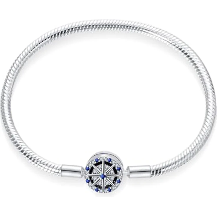 HappyStar Damen Armkette Silber 925, Armband für Beads Charms, kompatibel mit Pandora Charms, inklusive Geschenkbeutel und Abstandshalterperle – Bild 1