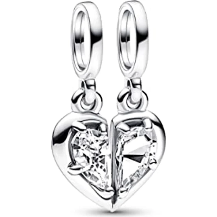 PANDORA Moments Teilbarer Mutter & Tochter Charm-Anhänger, Sterling-Silber mit Zirkonia, graviert „MOTHER“ und „DAUGHTER“, kompatibel mit Moments Armbändern, 792643C01 – Bild 1