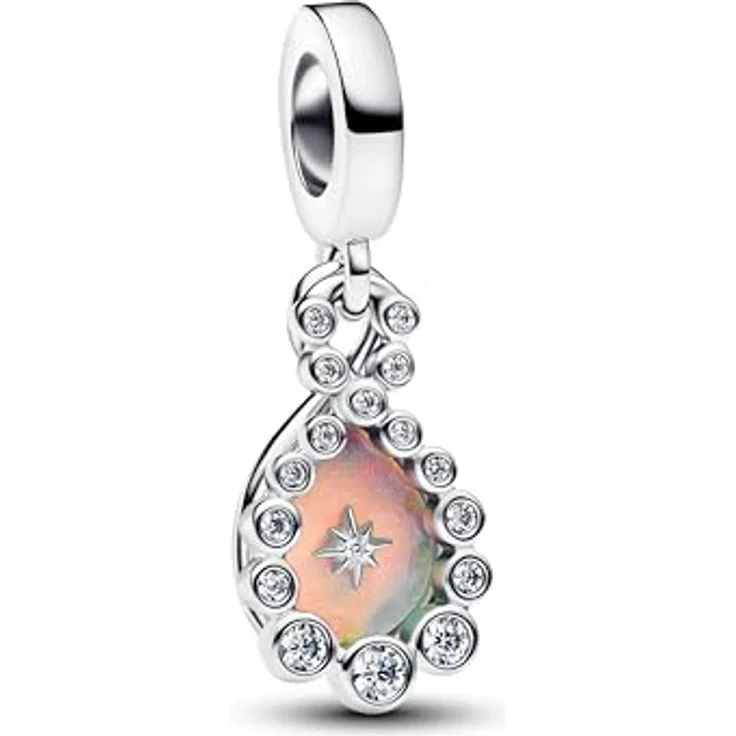 PANDORA Moments Schillernder Doppelter Unendlichkeits-Charm-Anhänger aus Sterling-Silber mit Zirkonia und Kunstharz, graviert „LOVE TIMES INFINITY“, kompatibel mit ME und Moments – Bild 1