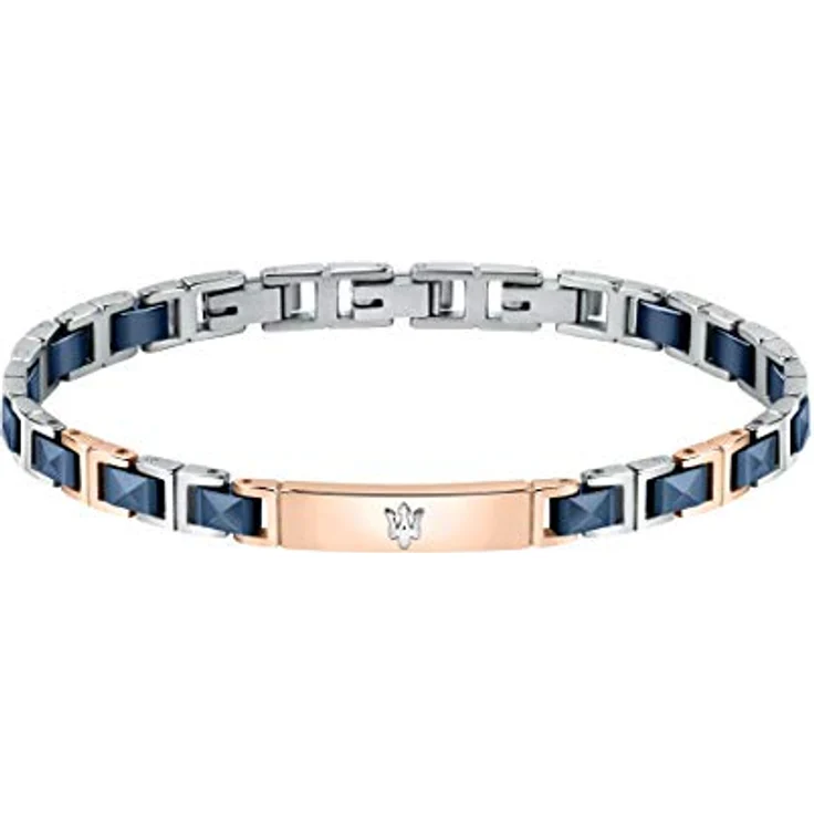 Maserati Jewels Herrenarmband, 22 cm, Edelstahl und Keramik mit PVD-Beschichtung, in Maserati-Blau, Clipverschluss, JM420ATI05 – Bild 1