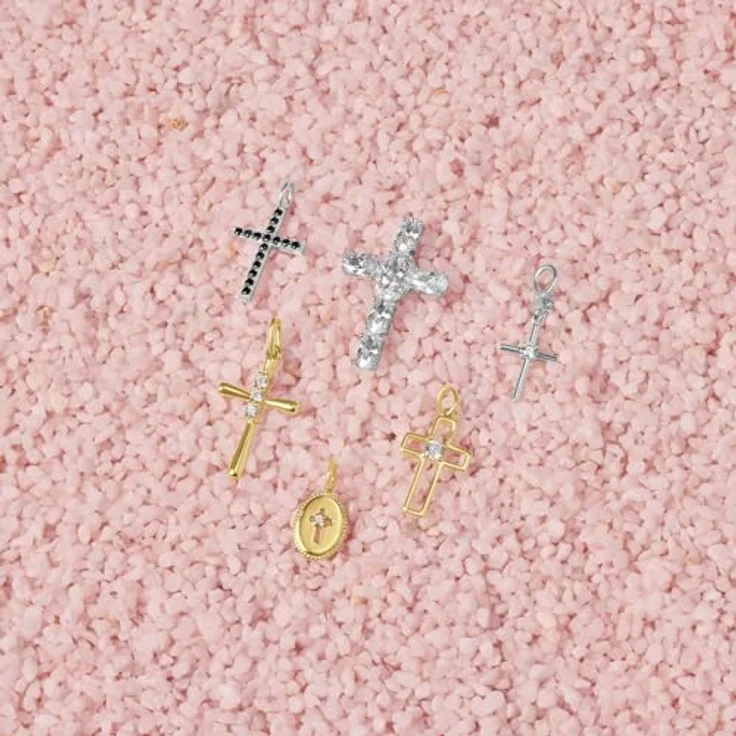 Amor Motivanhänger Kreuz, 925 Sterling Silber Damen Anhänger mit Zirkonia, 1,8 cm, Weiß, kommt in Schmuck Geschenk Box – Bild 3