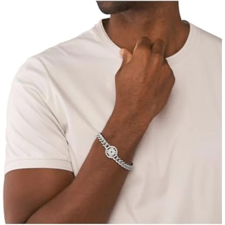 Emporio Armani Herren-Gliederarmband EGS3041040, Edelstahl, silberfarben, gebürstet mit Karabinerverschluss – Bild 3