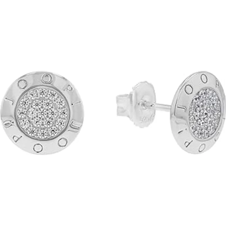 JOOP! Ohrstecker 925 Sterling Silber mit 38 Zirkonia-Steinen, rhodiniert, 10 mm, in Geschenkbox