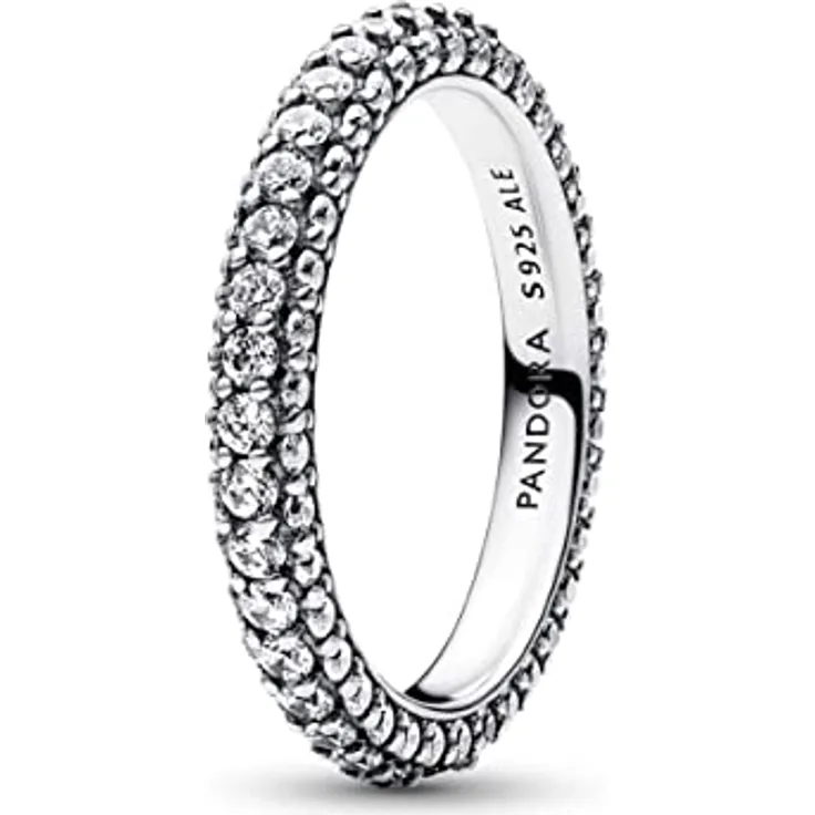 PANDORA Timeless Einreihiger Pavé Ring aus Sterling Silber mit Cubic Zirkonia, Größe 52, 192627C01-52