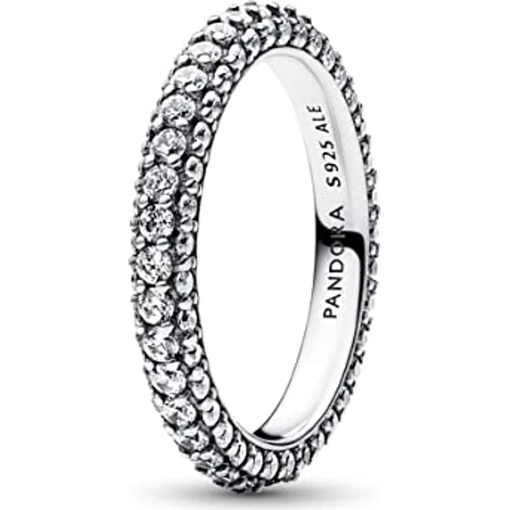 PANDORA Timeless Einreihiger Pavé Ring aus Sterling Silber mit Cubic Zirkonia, Größe 52, 192627C01-52 – Bild 1