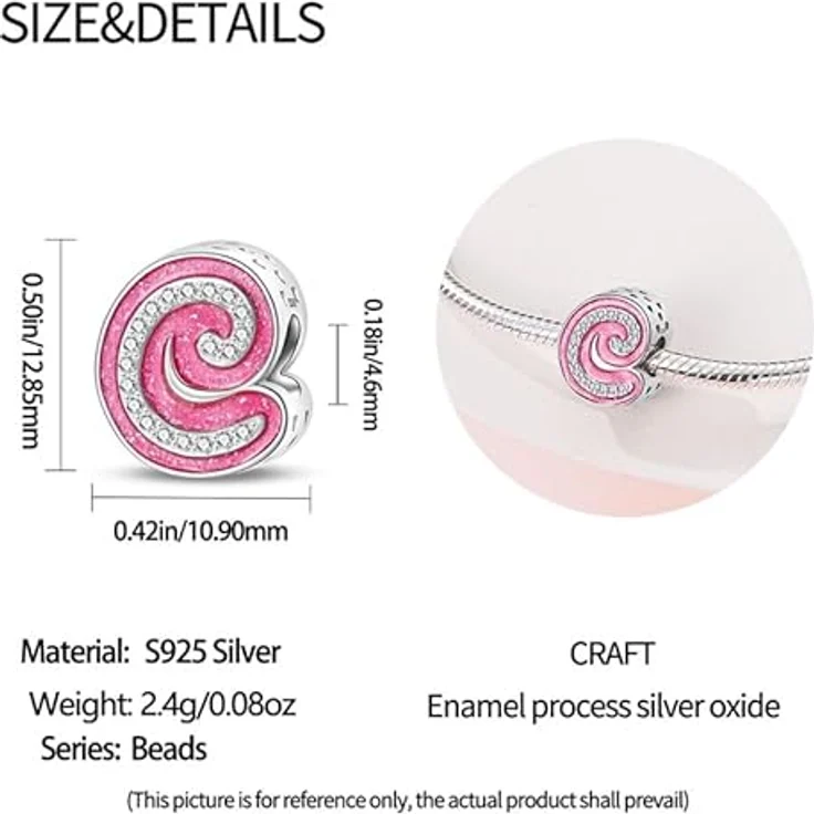Pandach Charm Anhänger Buchstabe C, 925 Sterling Silber mit Zirkonia, kompatibel für Armbänder und Halsketten, ideal als Geschenk für Frauen und Mädchen – Bild 5