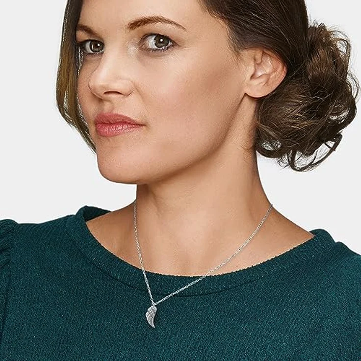 Engelsrufer Flügel Kette mit Anhänger für Damen, 925er Sterlingsilber rhodiniert, 28 weiße Zirkonia, Länge 40 cm + 4 cm – Bild 3