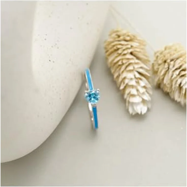 JETTE Damenring 925er Silber, recycelt, mit Emaille und Zirkonia, Blau Silber 32027883 – Bild 3