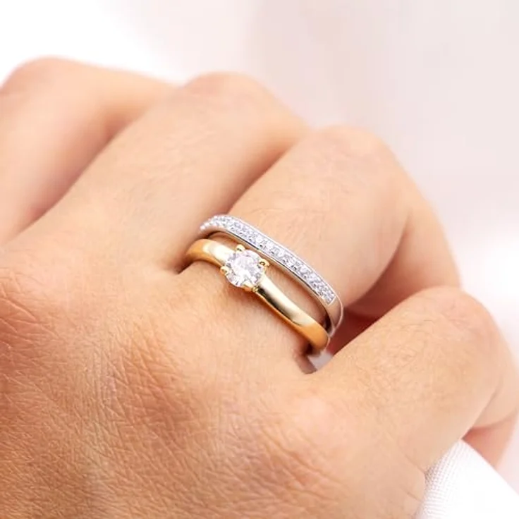 Zeeme Damenring 925/- Sterling Silber, glänzend mit gelben Zirkonia, modernes Design, anlaufgeschützt, inkl. Etui – Bild 3