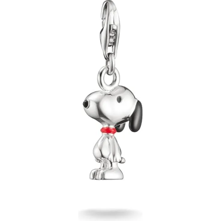 THOMAS SABO Charm-Einhänger THOMAS SABO x Peanuts Snoopy Charm - aus recyceltem Silber 925 mit schwarzen Emaille-Akzenten