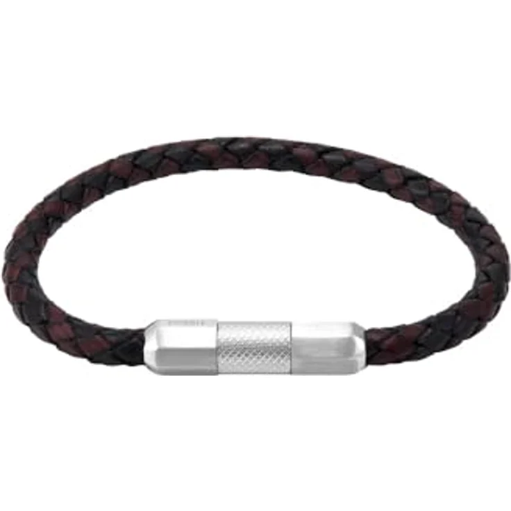 Fossil Herren Edelstahlarmband, 20cm, verstellbarer Magnetverschluss, poliert, silberner Edelstahl – Bild 4