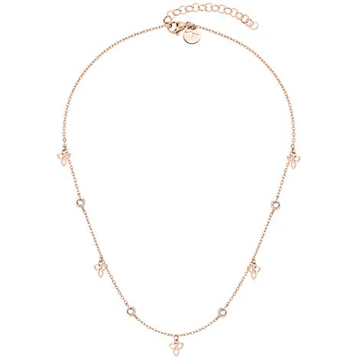Tamaris Damen Halskette TJ-0003-N-45, Roségold Edelstahl mit Blütenanhängern und Zirkoniasteinen, 45 cm verlängerbar – Bild 3