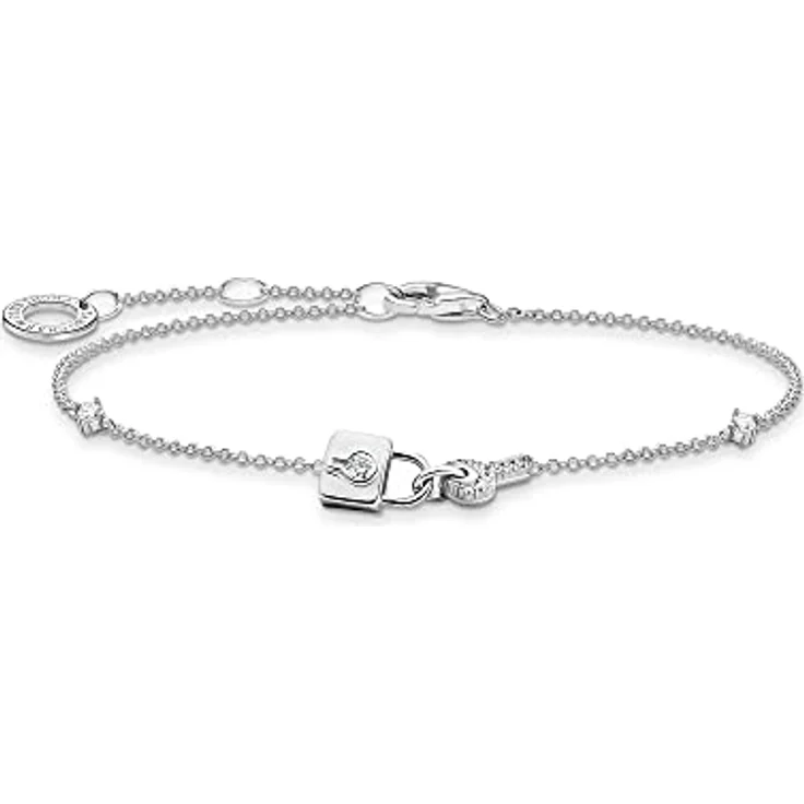 THOMAS SABO Damen Armband Schloss mit Zirkonia, 925 Sterlingsilber, A2040-051-14-L19V