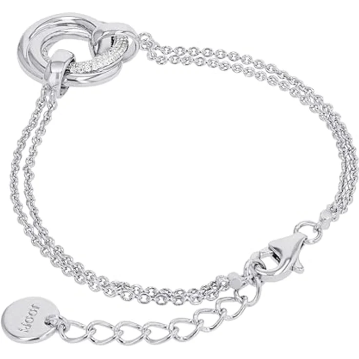JOOP! Halskette 925 Sterling Silber für Damen, Halsschmuck mit Zirkonia-Steinen, rhodiniert, 17+3 cm mit Karabinerverschluss, inklusive Schmuckbox – Bild 4