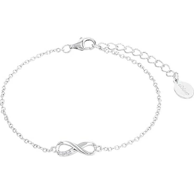 s.Oliver Damen Armkette Infinity, 925er Sterling Silber rhodiniert mit Zirkonia, längenverstellbar (16+3 cm) – Bild 1