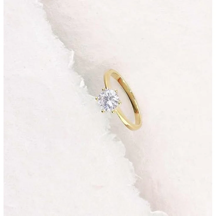 GLIZZ Damenring Gold 333/8K mit Zirkonia, elegantes Schmuckstück in Ringgröße 58/18,5, poliertes Gold mit 6,5 mm Zirkonia – Bild 2