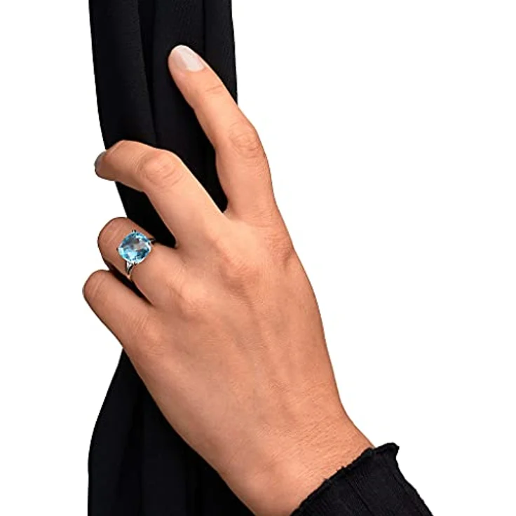 Zeeme Gemstones Damen Ring 925/- Sterling Silber, Glänzend mit 12mm Blautopas, rhodiniert, inkl. Etui – Bild 4