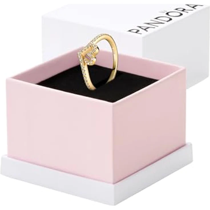 PANDORA SHINE Ring Timeless "Glitzerndes Herz", 14k gelbvergoldet mit Zirkonia, Größe 58 – Bild 1